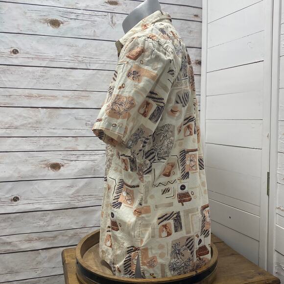 Weekender Traveler Camp Shirt Short Sleeve Button Down Cigar Smoker Print L - Picture 6 of 8